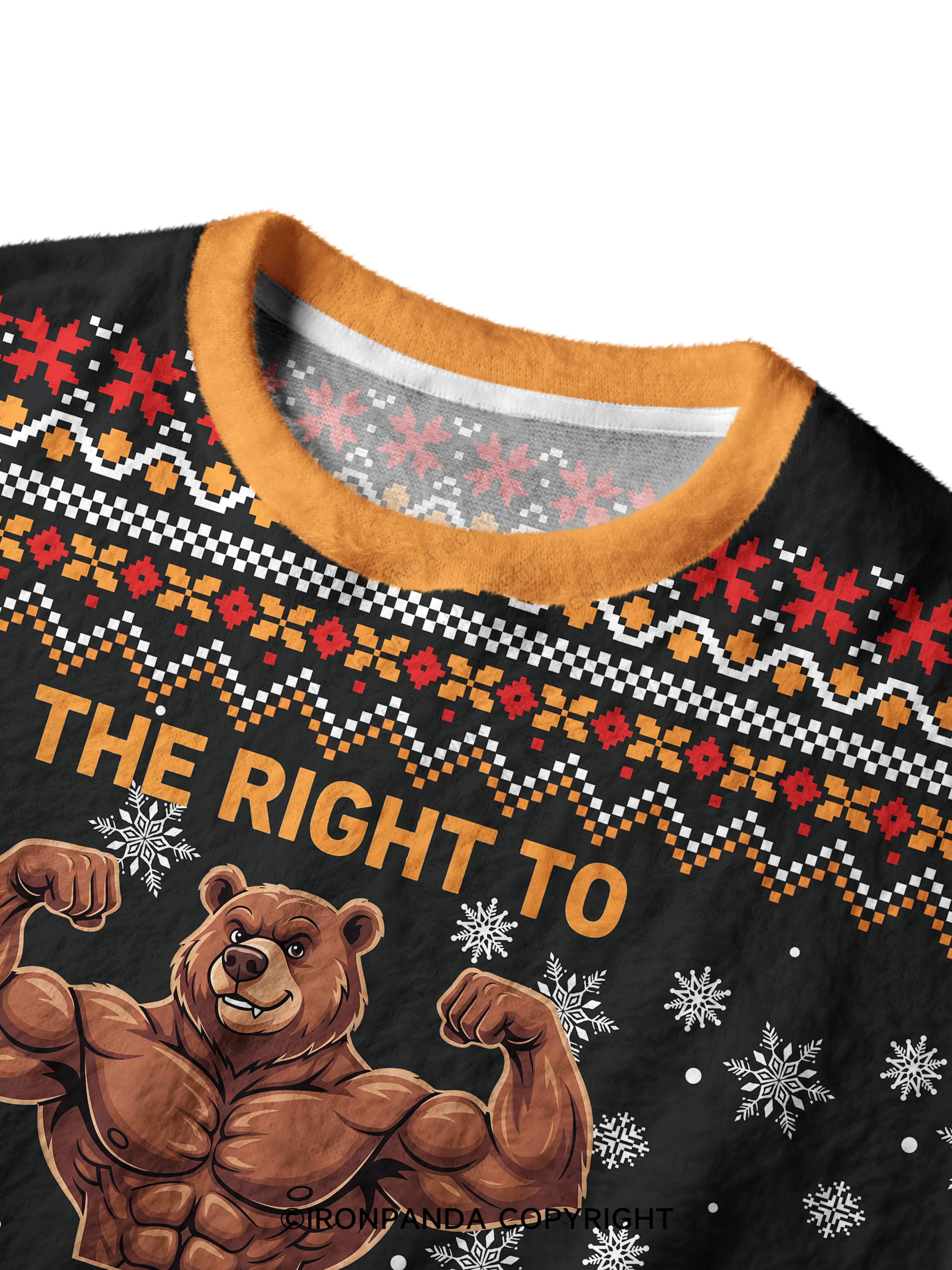The Right to Bear Arms Muscular Bear Ugly Fuzzy Fleece Sweater