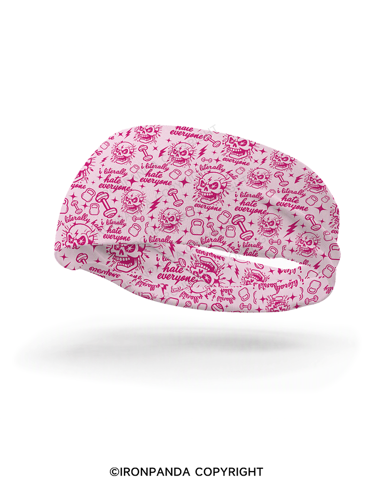 i literally hate everyone skeleton Gym Headbands