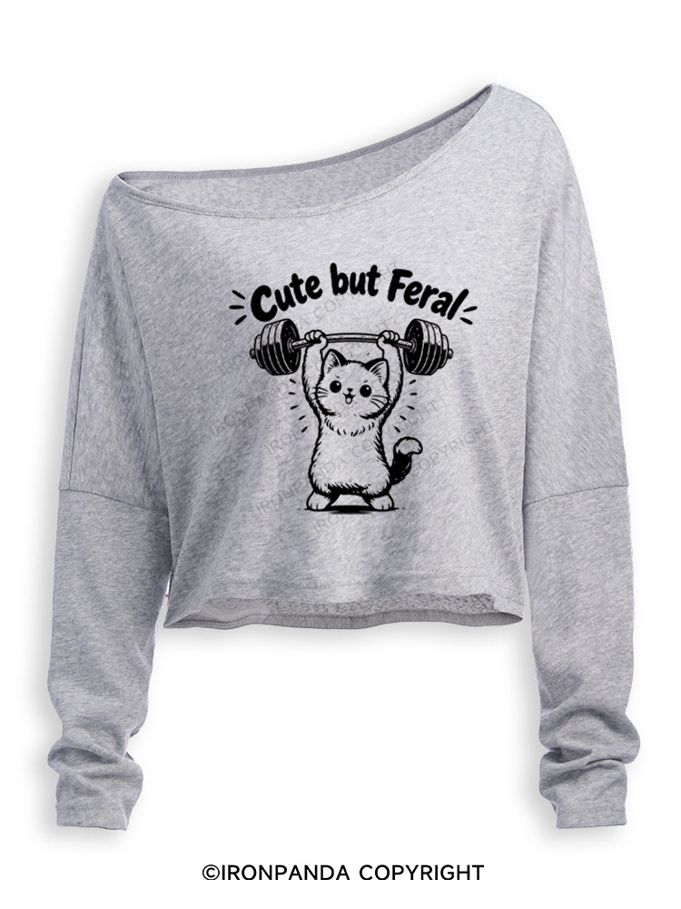 Cute but Feral Off Shoulder Long Sleeve Crop Top