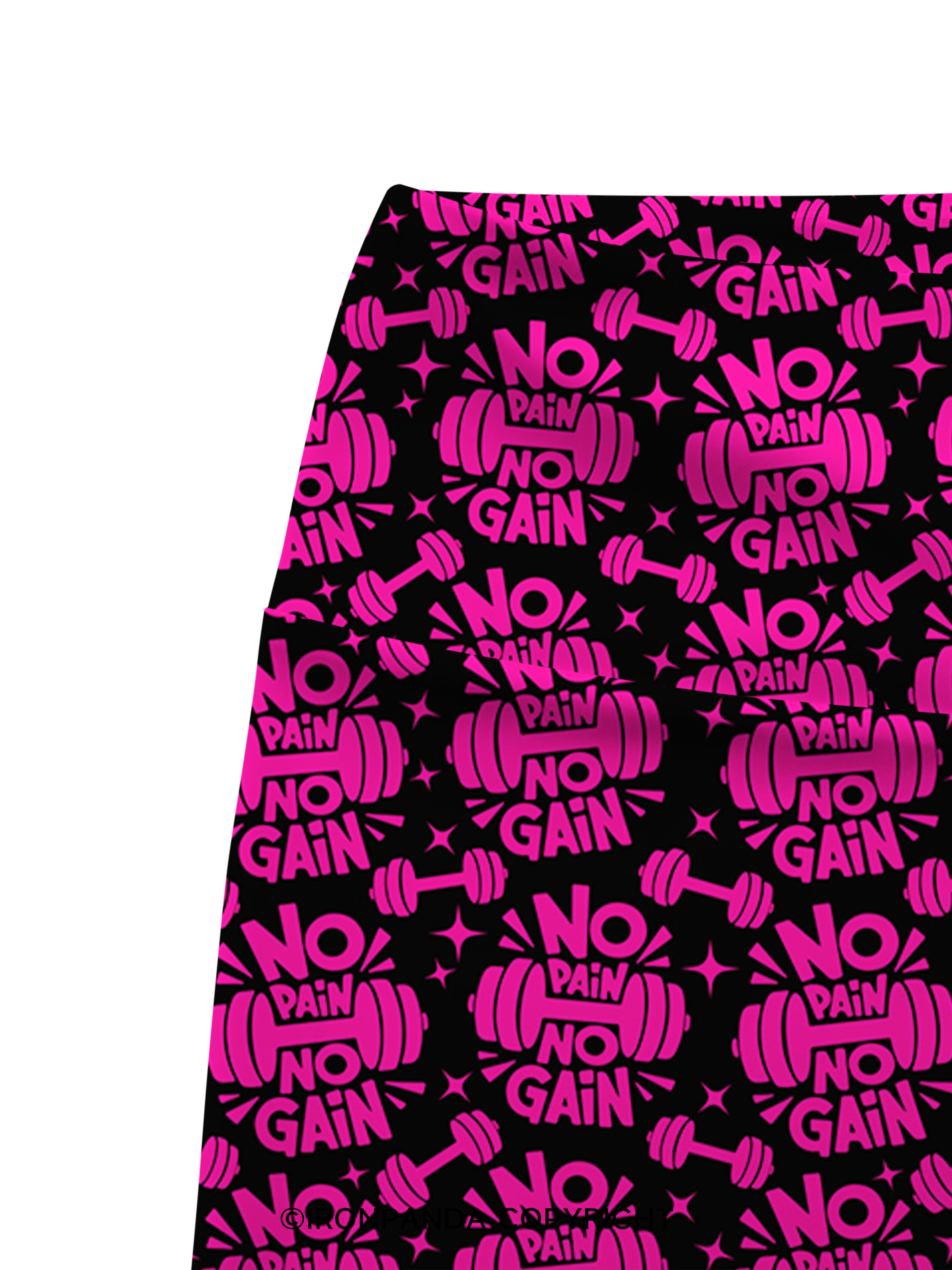 No Pain No Gain Printed Yoga Cycling Shorts