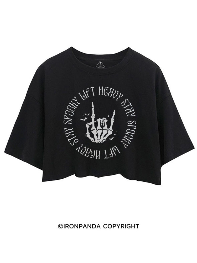 LIFT HEAVY STAY SPOOKY CROP TOPS