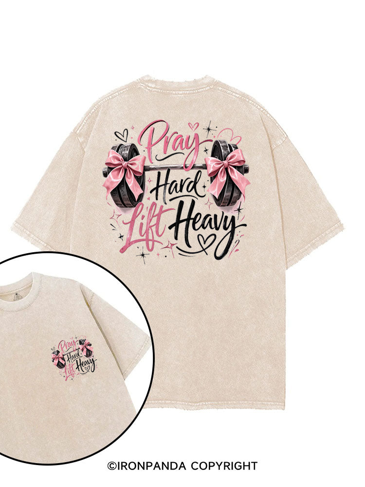 PRAY HARD LIFT HEAVY CHRISTIAN FITNESS printed Gym Shirt