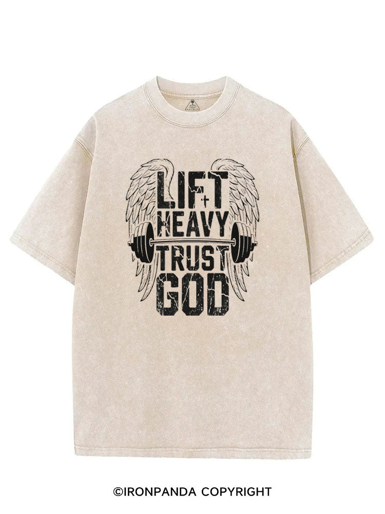LIFT HEAVY TRUST GOD VINTAGE GYM SHIRT