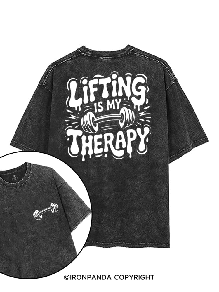 LIFTING IS MY THERAPY POSITIVE GYM VIBE printed Gym Shirt
