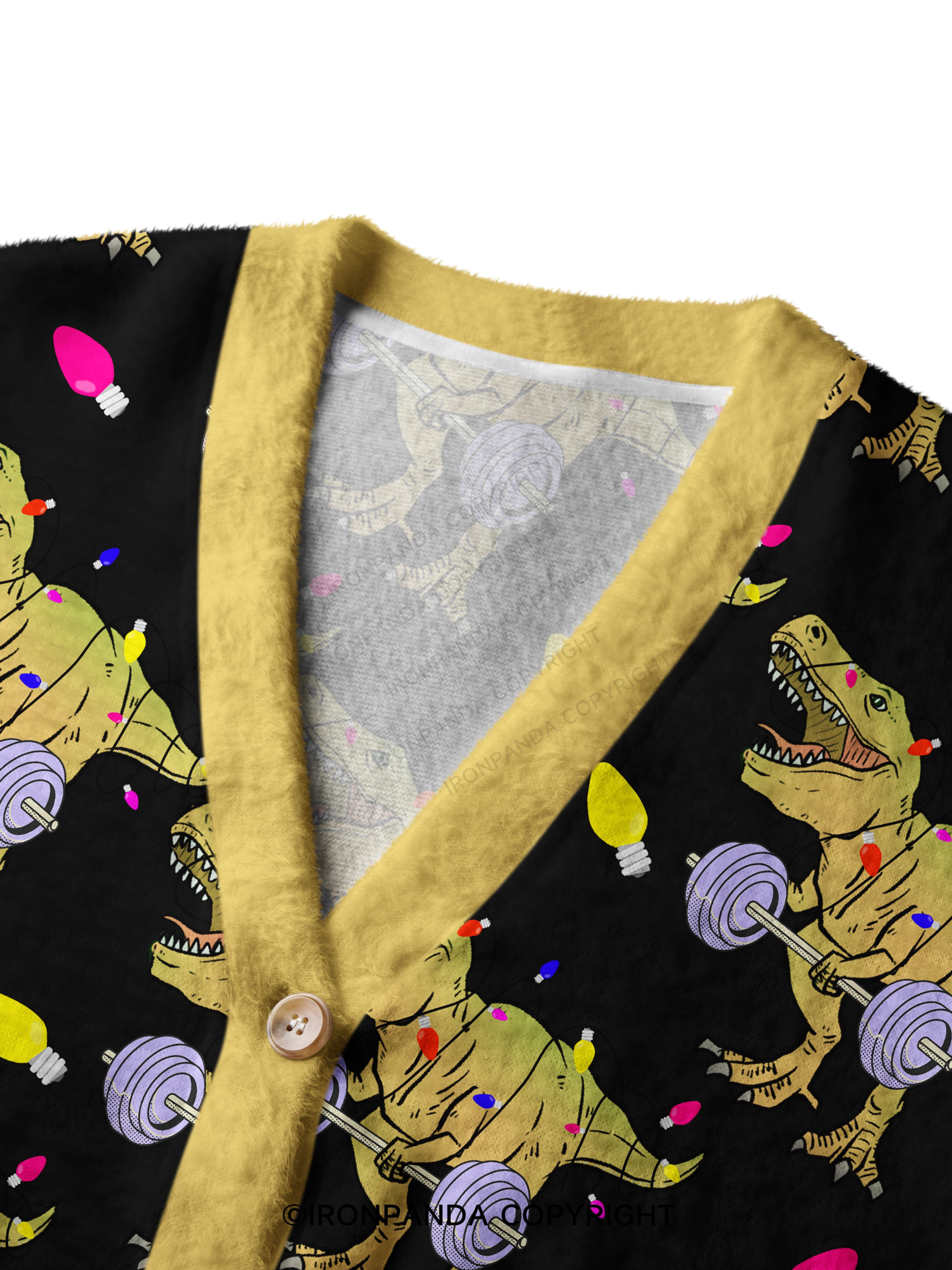 Christmas Dinosaur Ugly Cardigan Sweater