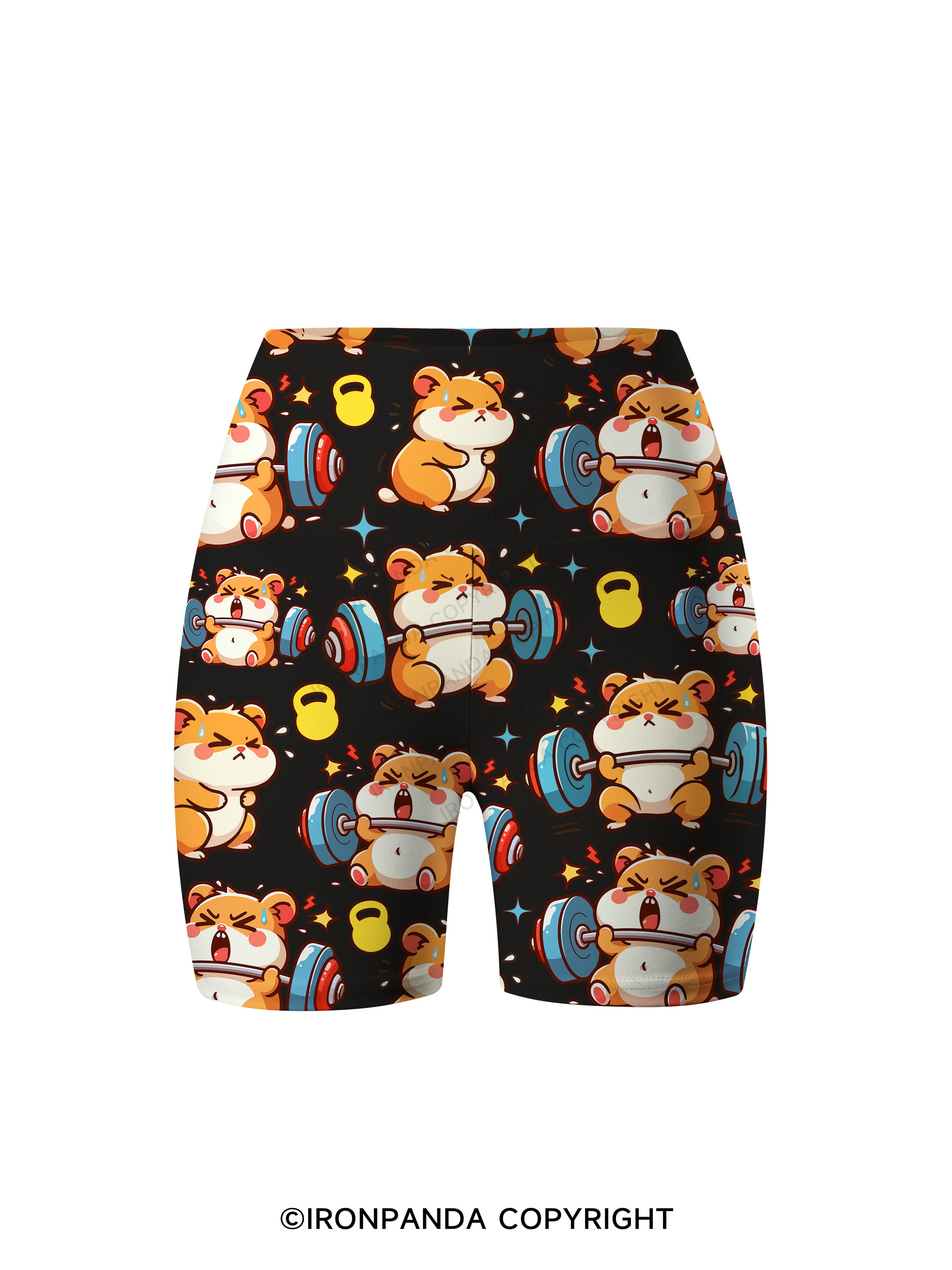 Grumpy Gym Hamster Printed Yoga Cycling Shorts
