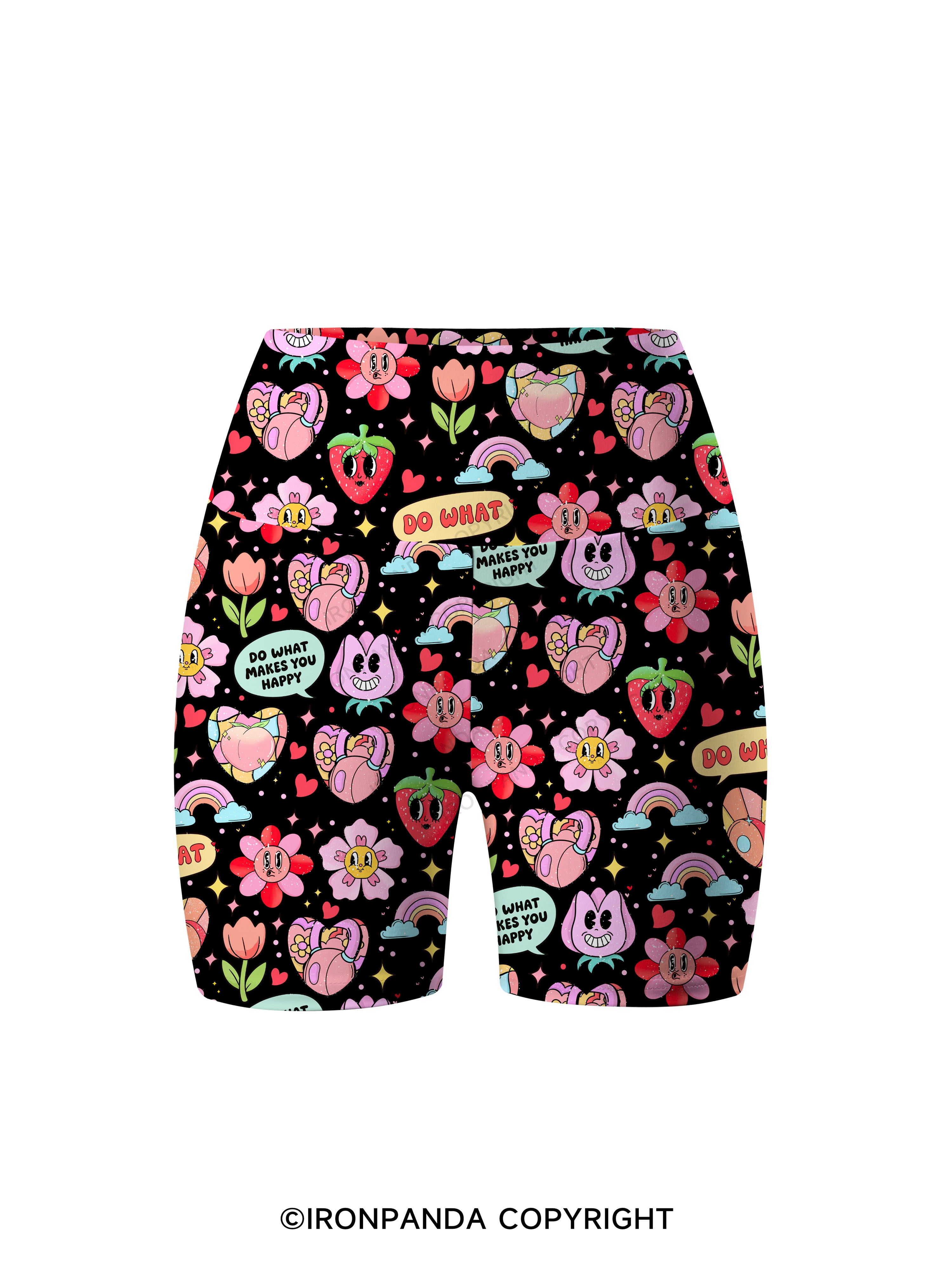 do what makes you happy Printed Yoga Cycling Shorts