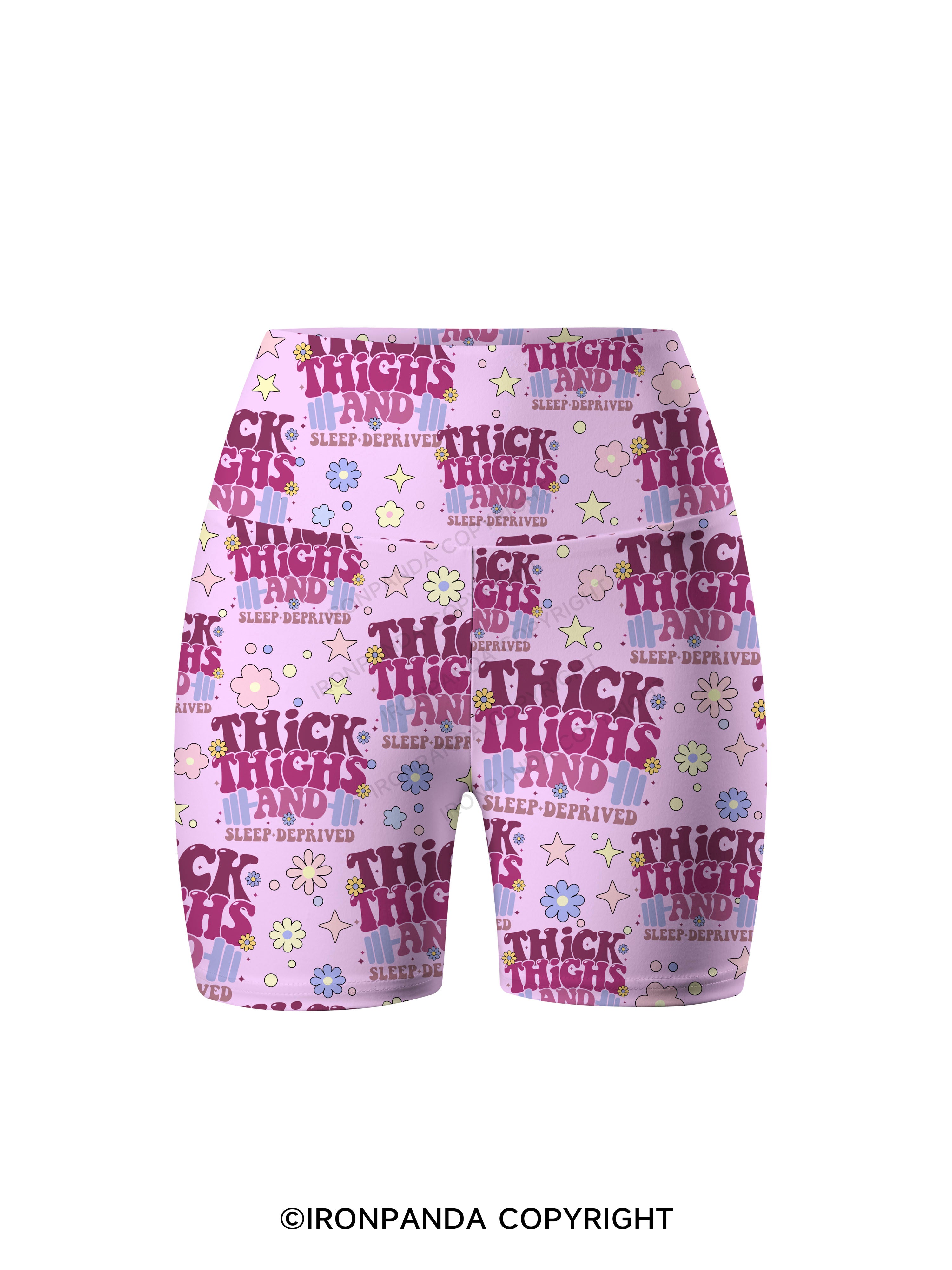 Thick Thighs And Sleep Deprived Printed Yoga Cycling Shorts