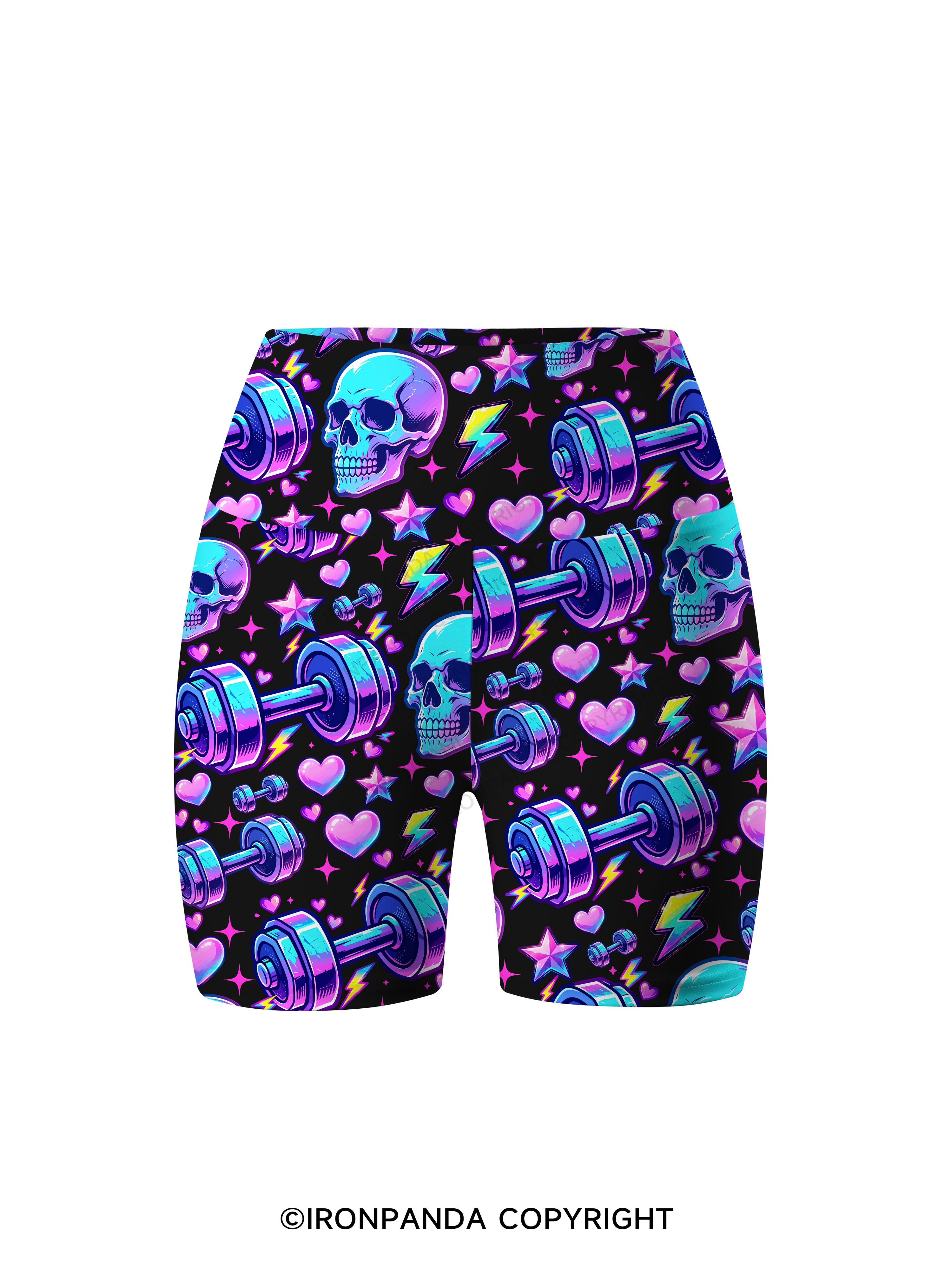 Weightlifting Skull Printed Yoga Cycling Shorts
