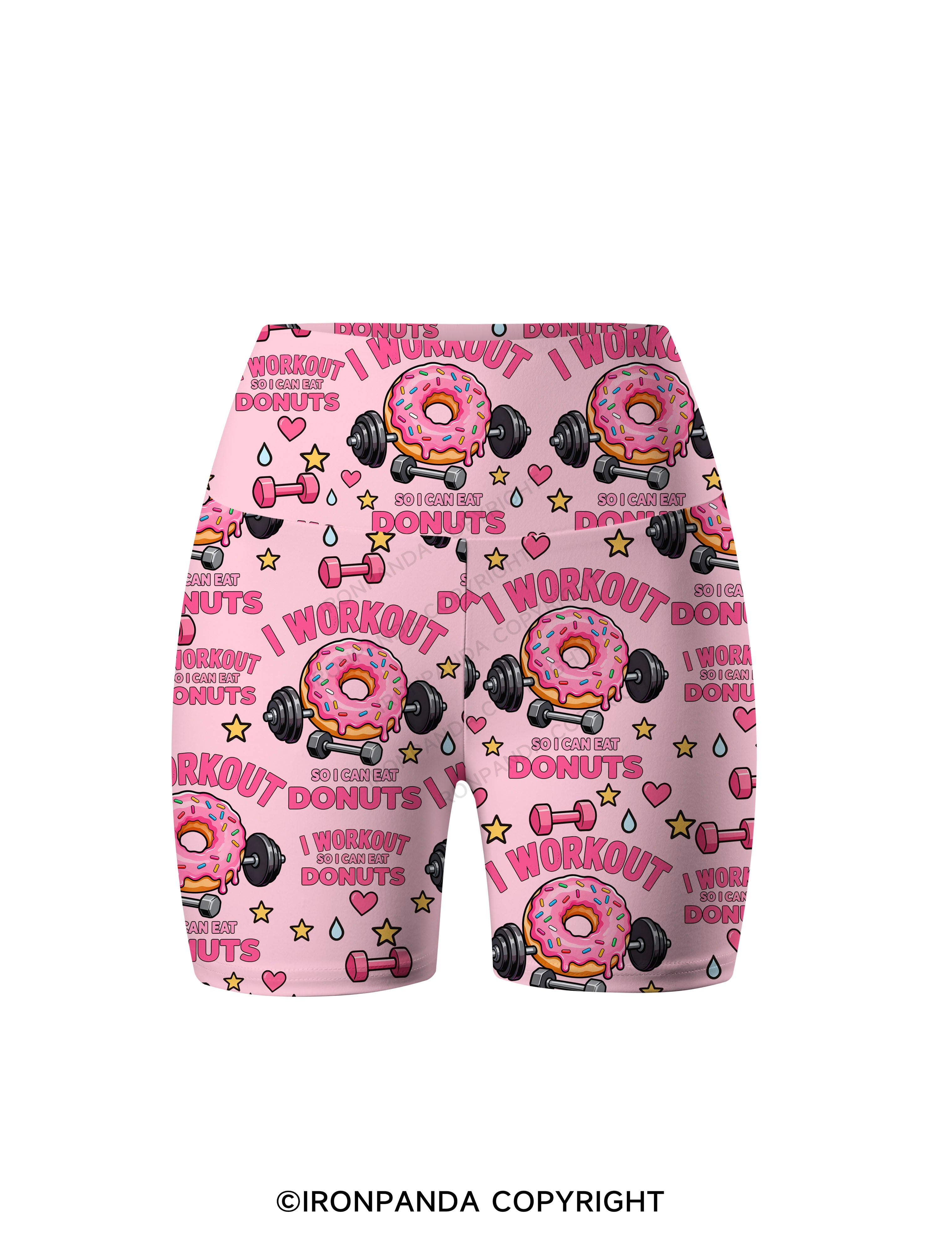 I Workout So I Can Eat Donuts Printed Yoga Cycling Shorts
