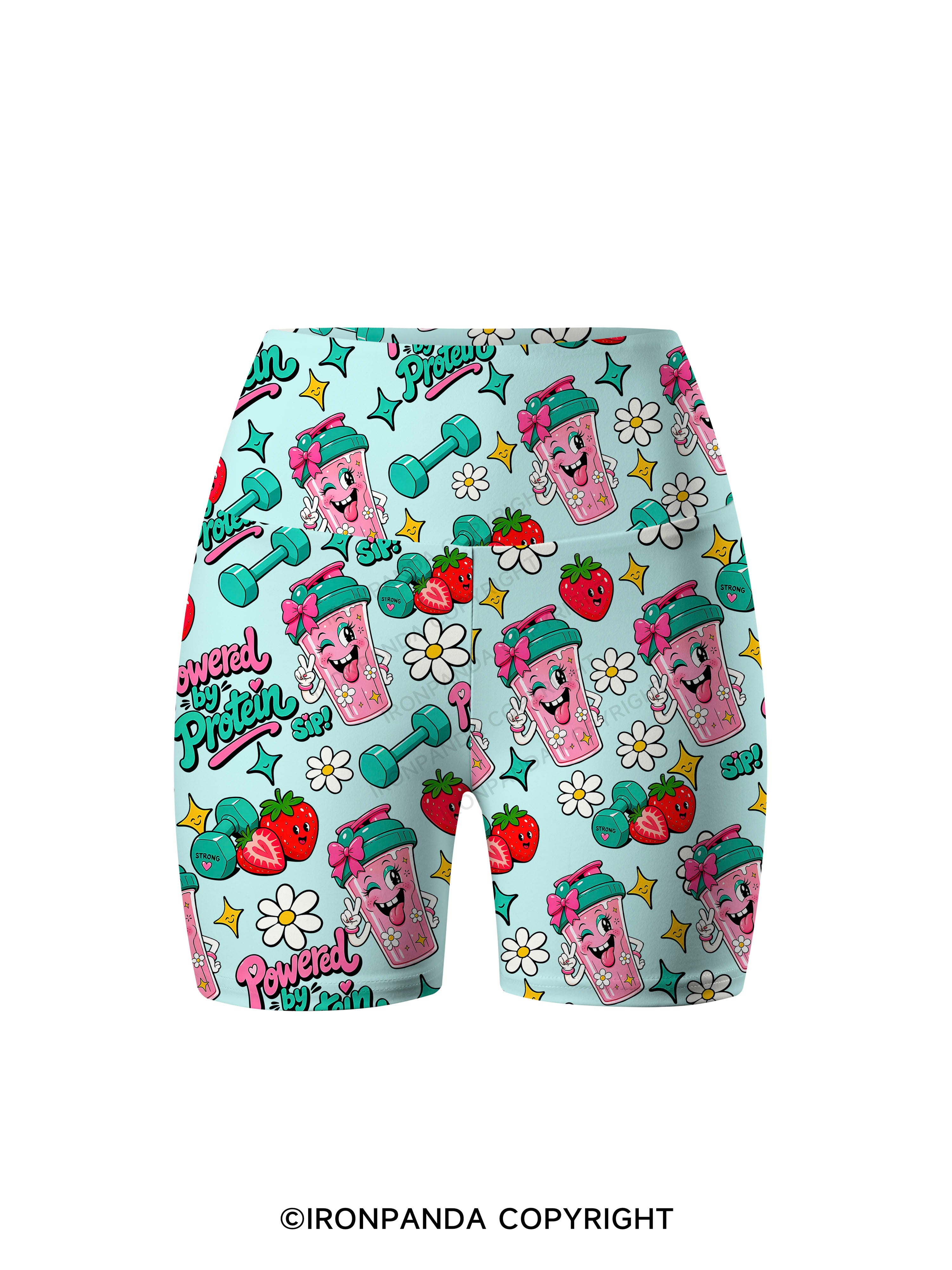 POWERED BY PROTEIN GYM FITNESS Printed Yoga Cycling Shorts