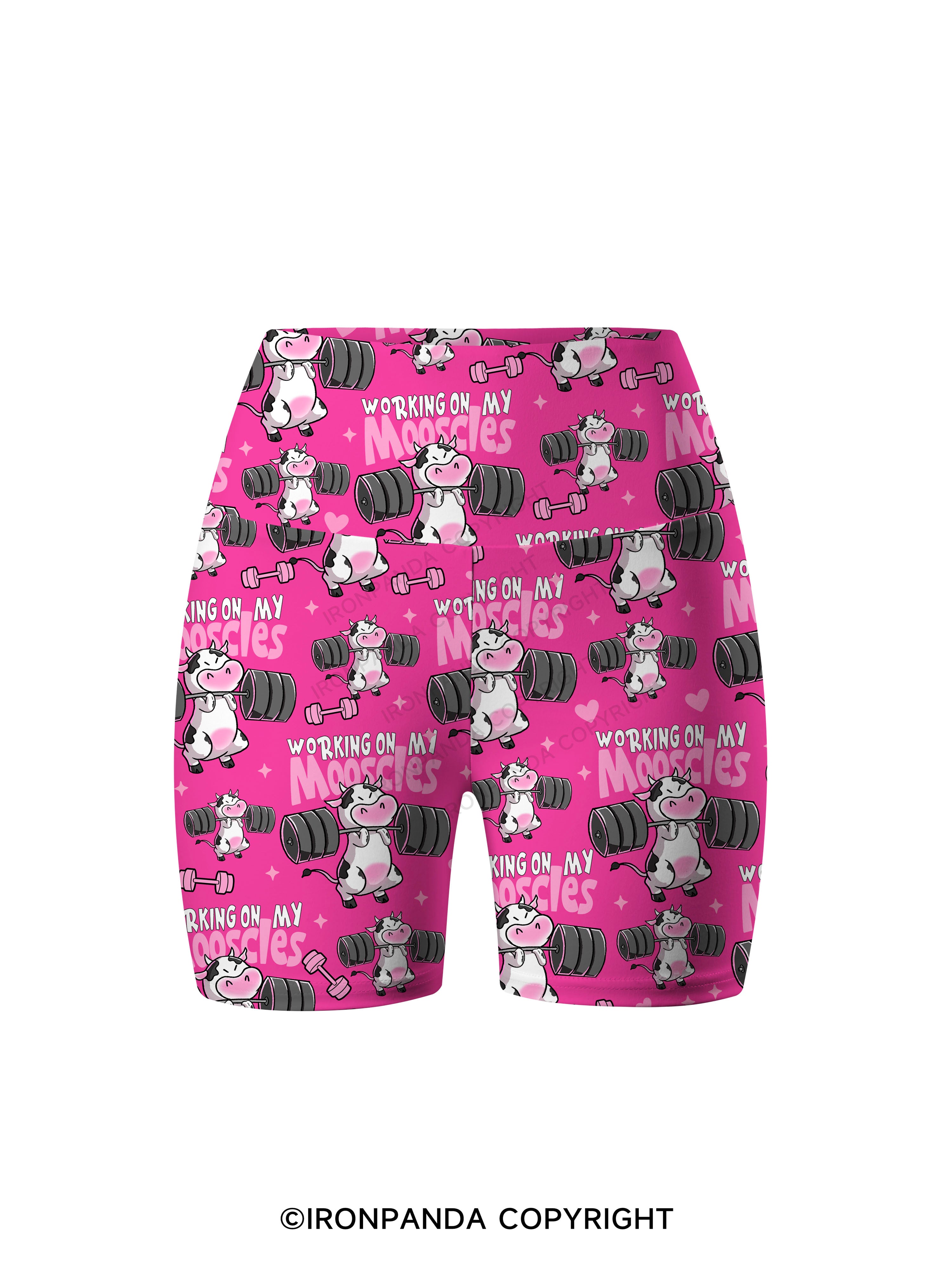 WORKING ON MY MOOSCLES Printed Yoga Cycling Shorts
