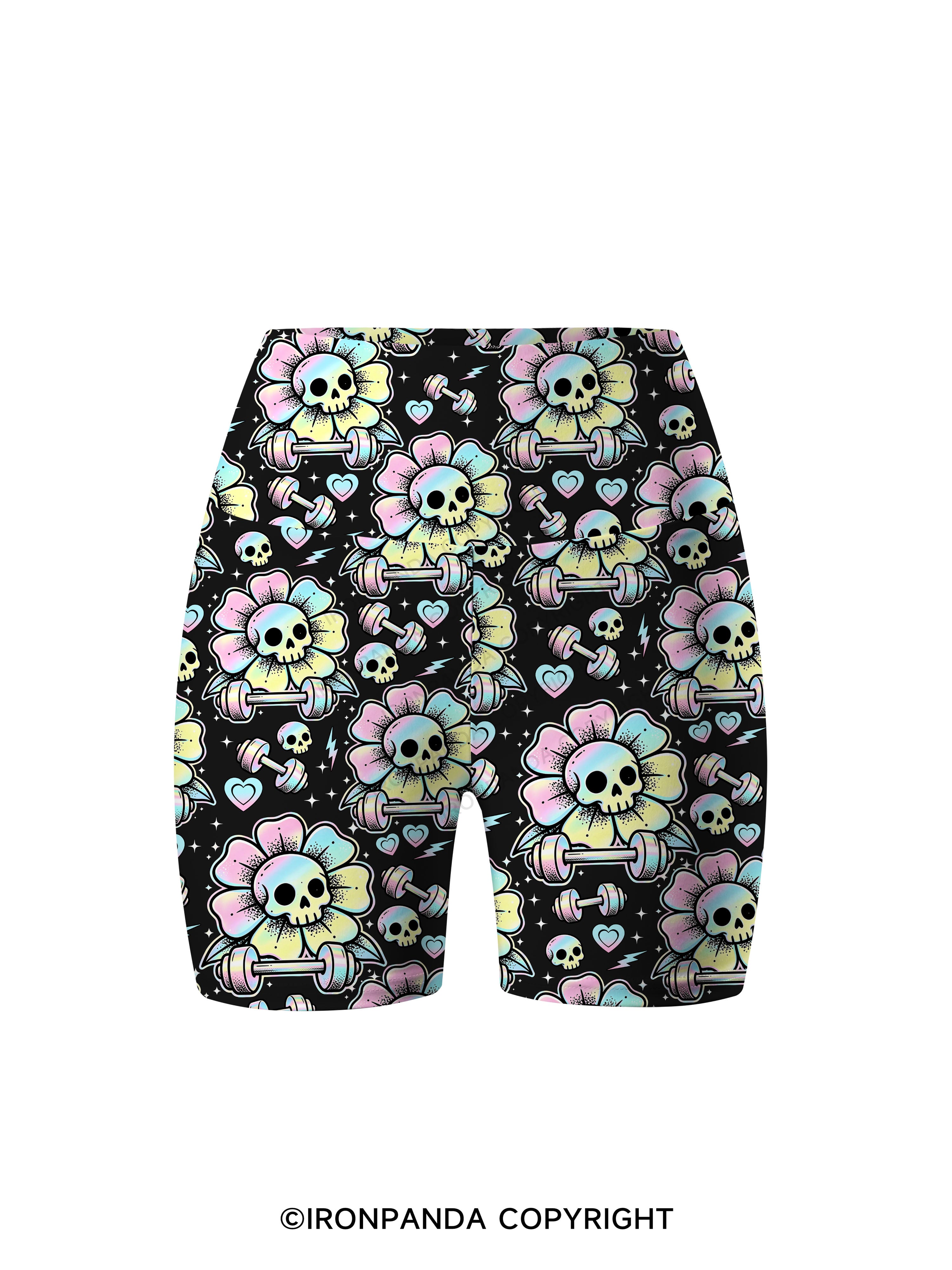 IF I DIE I DIE Skull Printed Yoga Cycling Shorts