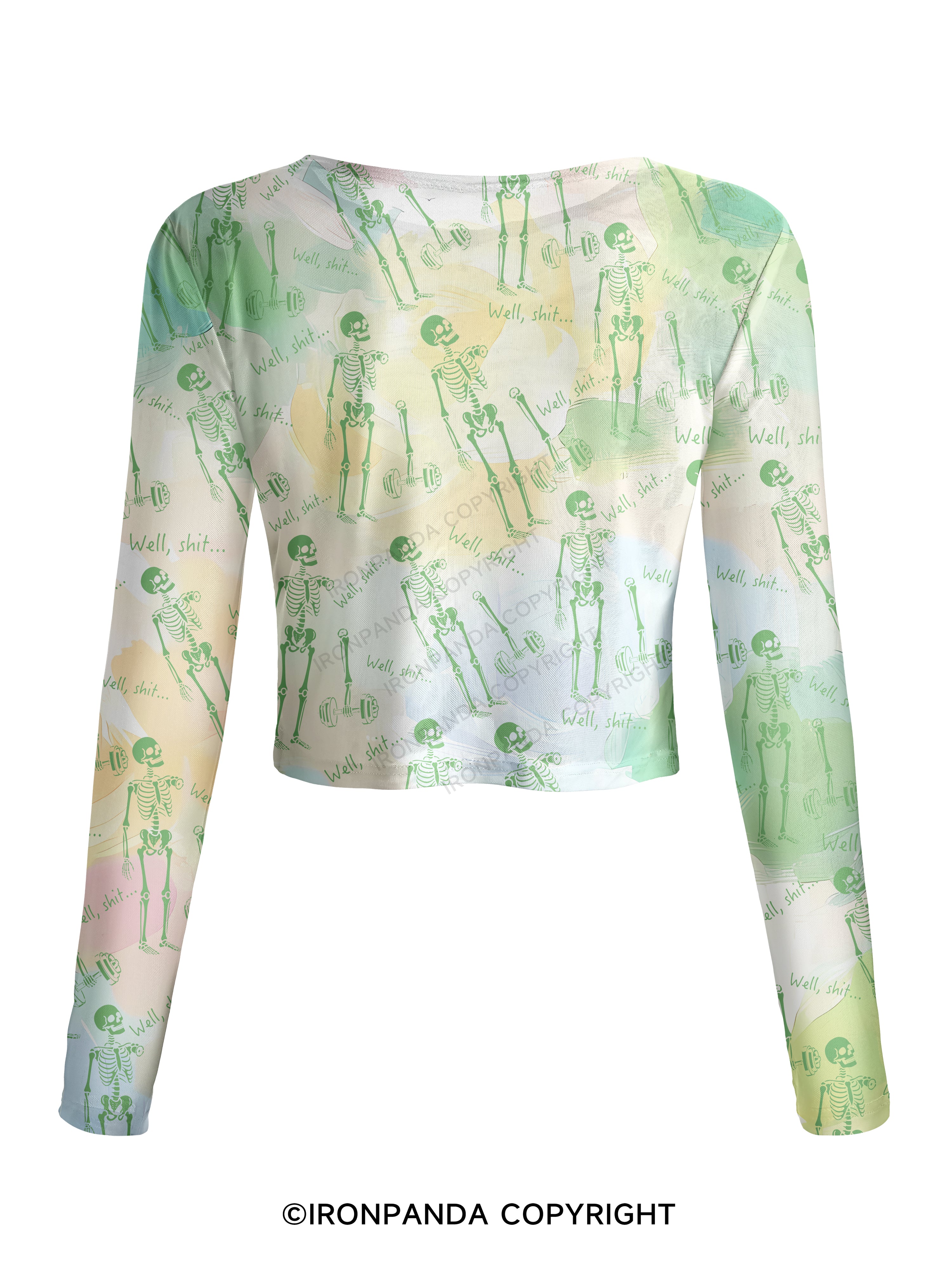 Well Shit Funny Skeleton Mesh Long Sleeve Top