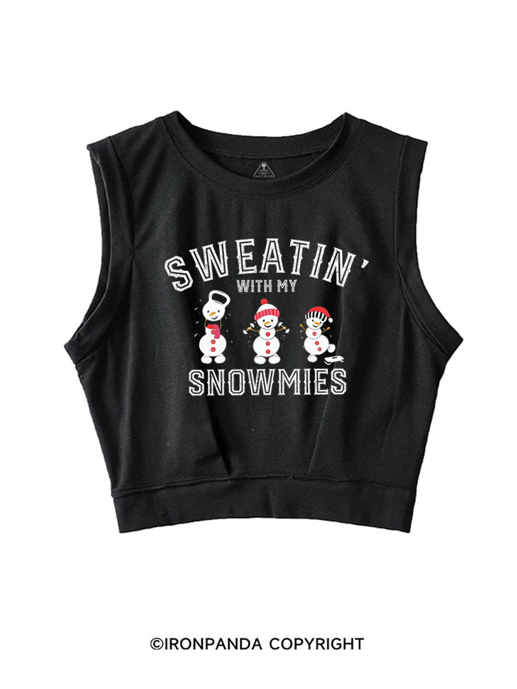 SWEATIN' WITH MY SNOWMIES SLEEVELESS CROP TOPS