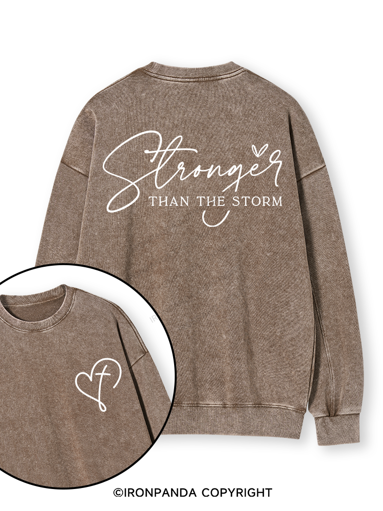 Stronger Than The Storm Double-Sided Printed Washed Sweatshirt