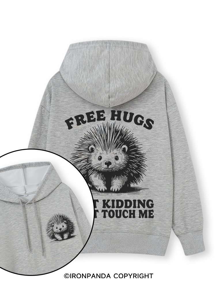 Free Hugs Just Kidding Don't Touch Me Lion Double-Sided Printed Classic Gym Hoodie
