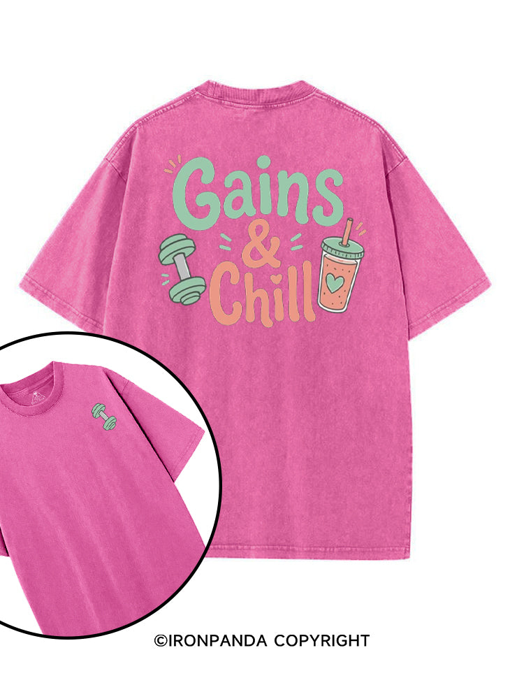 GAINS & CHILL printed Gym Shirt