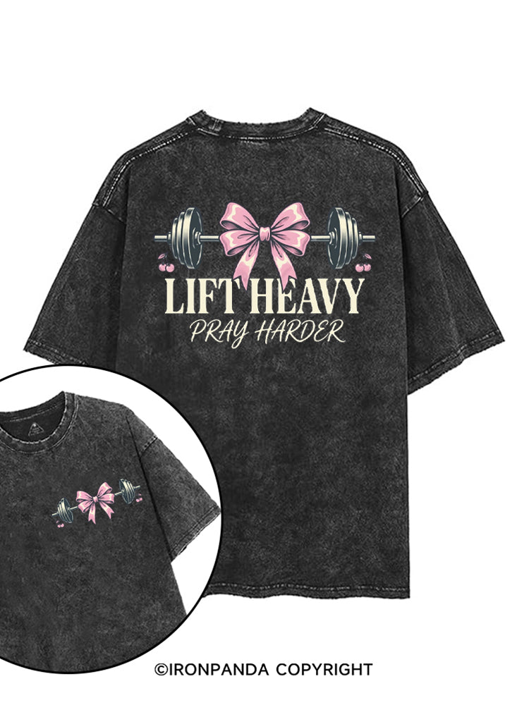 LIFT HEAVY PRAY HARDER Christian Fitness printed Gym Shirt