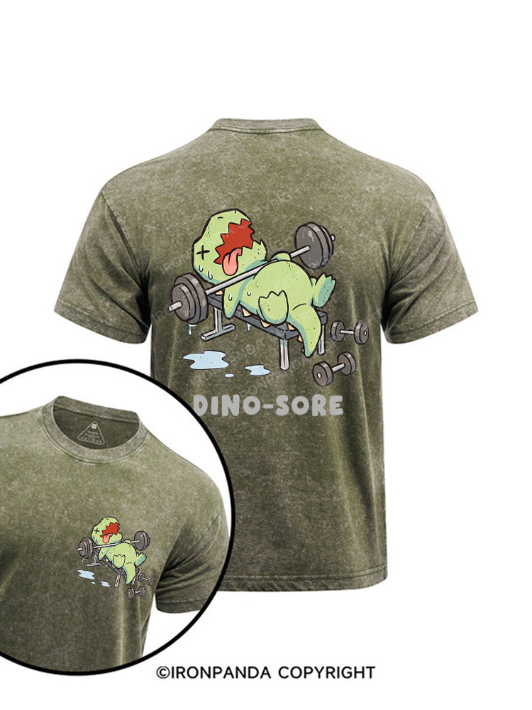 DINO-SORE FUNNY Printed Washed Gym Shirt