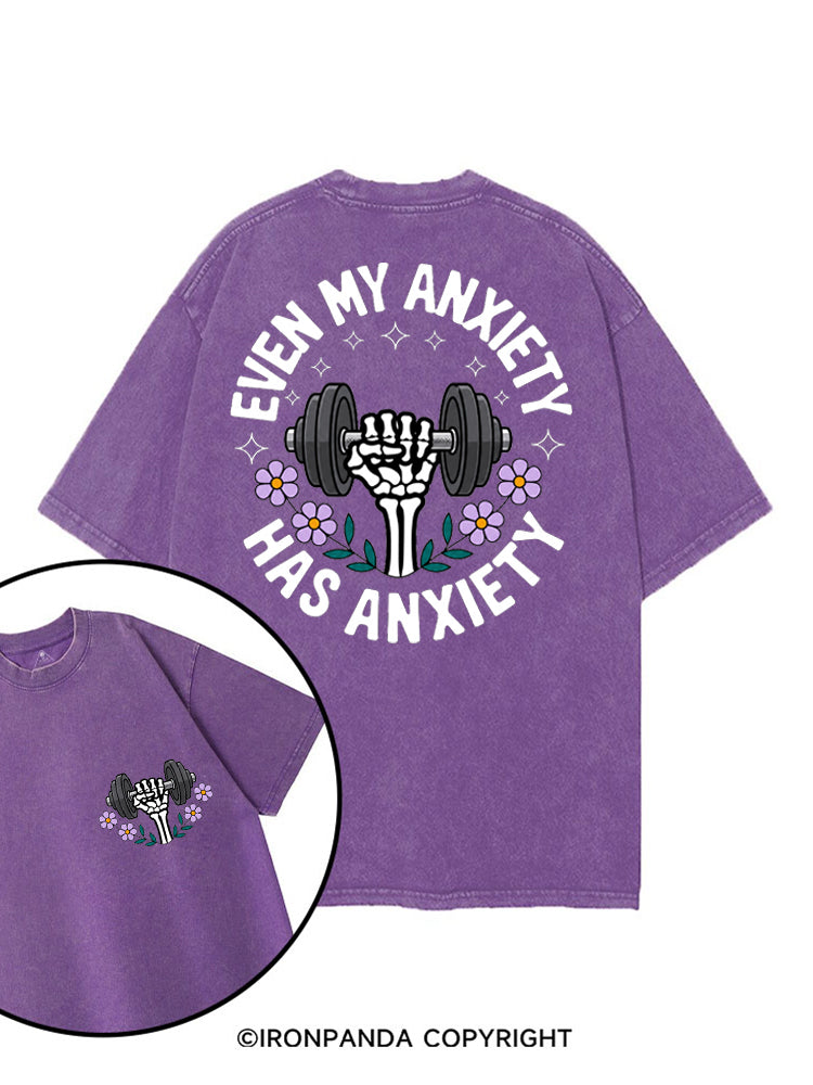 EVEN MY ANXIETY HAS ANXIETY SKELETON printed Gym Shirt