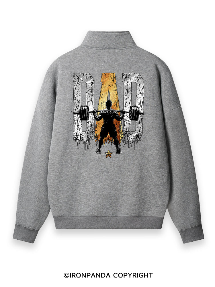 Dad Lifting Back Printed Quarter-Zip Fleece Sweatshirt