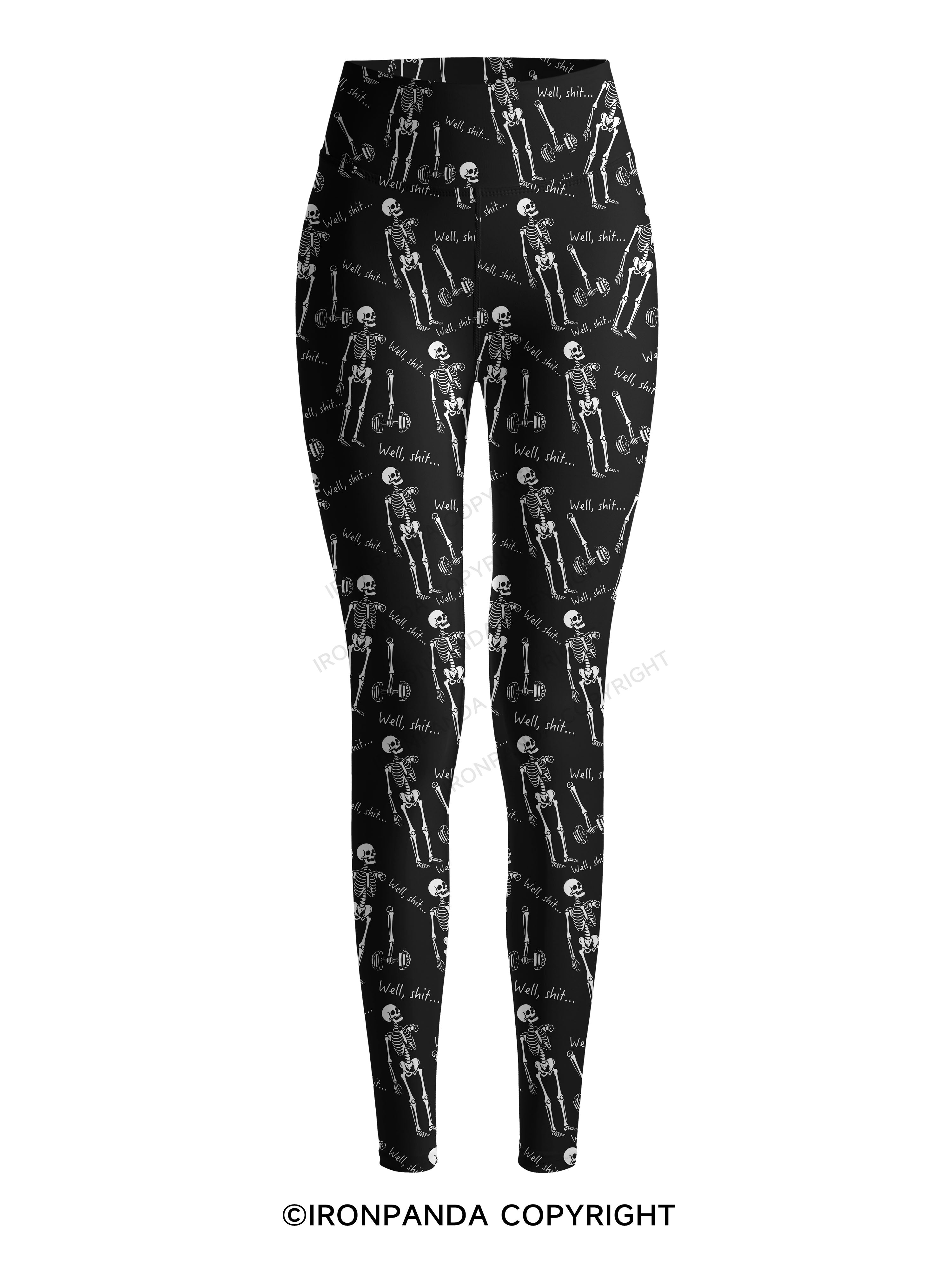 Well Shit Funny Skeleton Printed Yoga Pants