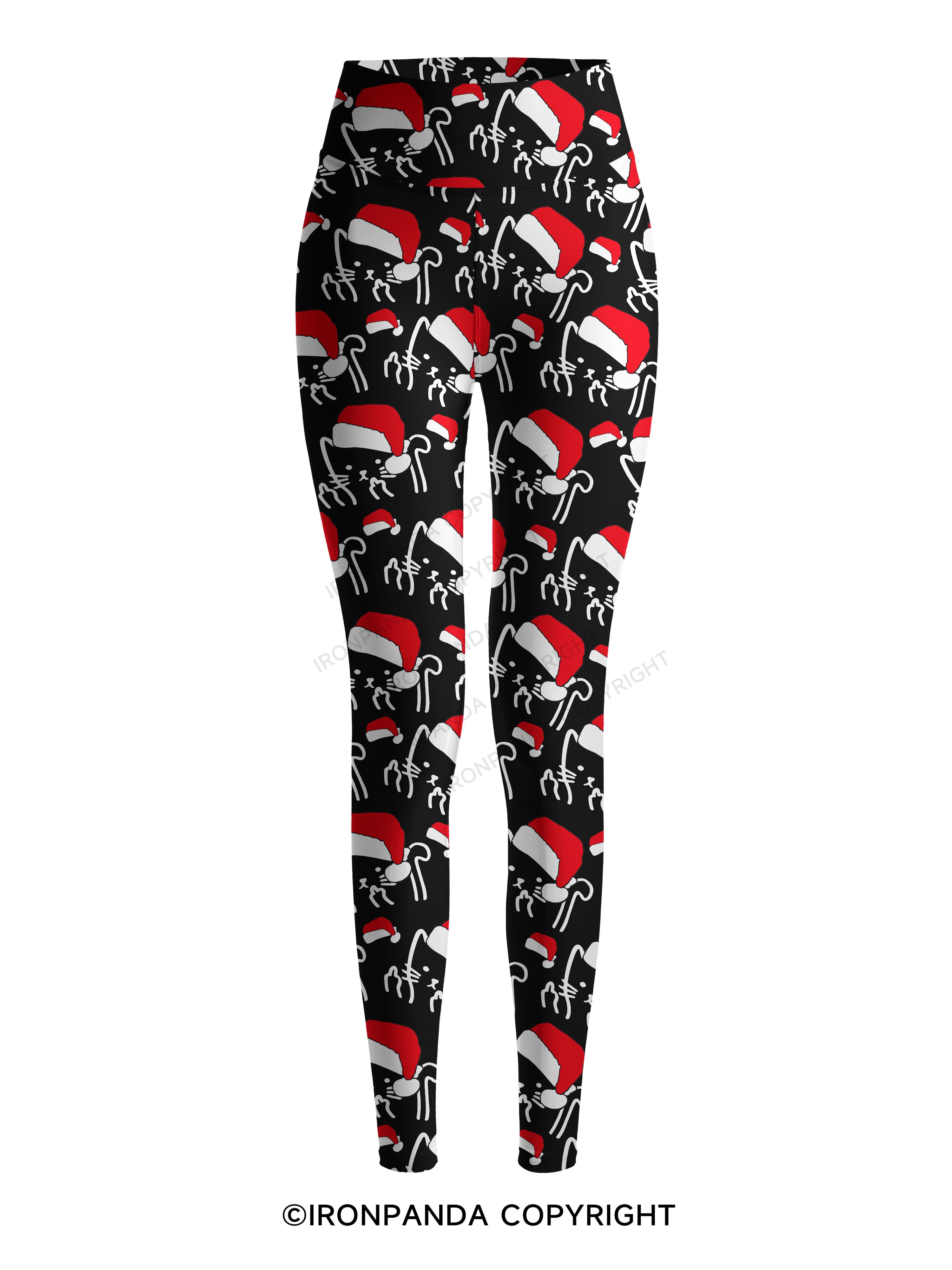 MEOWY CHRISTMAS MOTHER FLUFFER Printed Yoga Pants