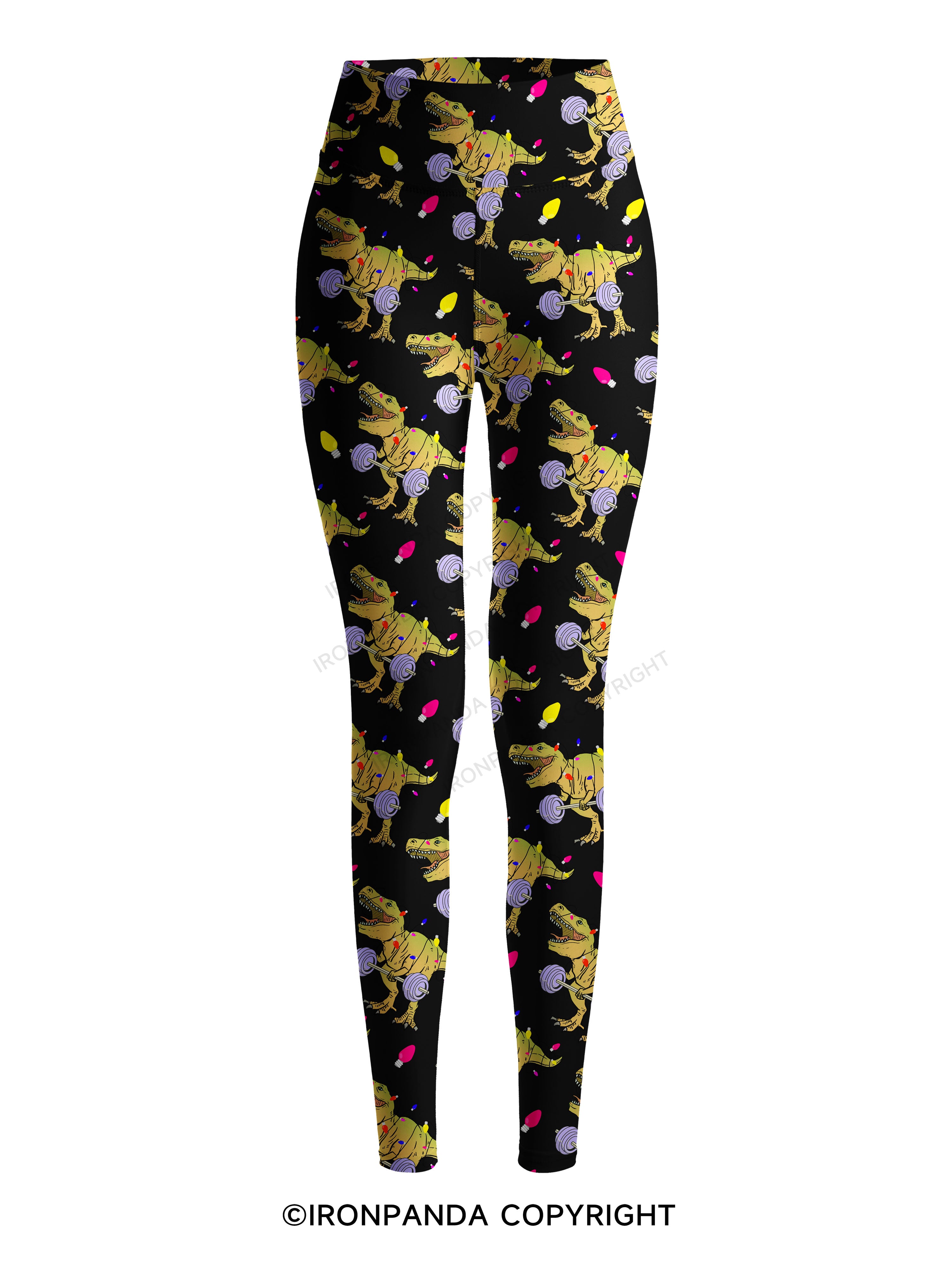 Christmas Dinosaur Printed Yoga Pants