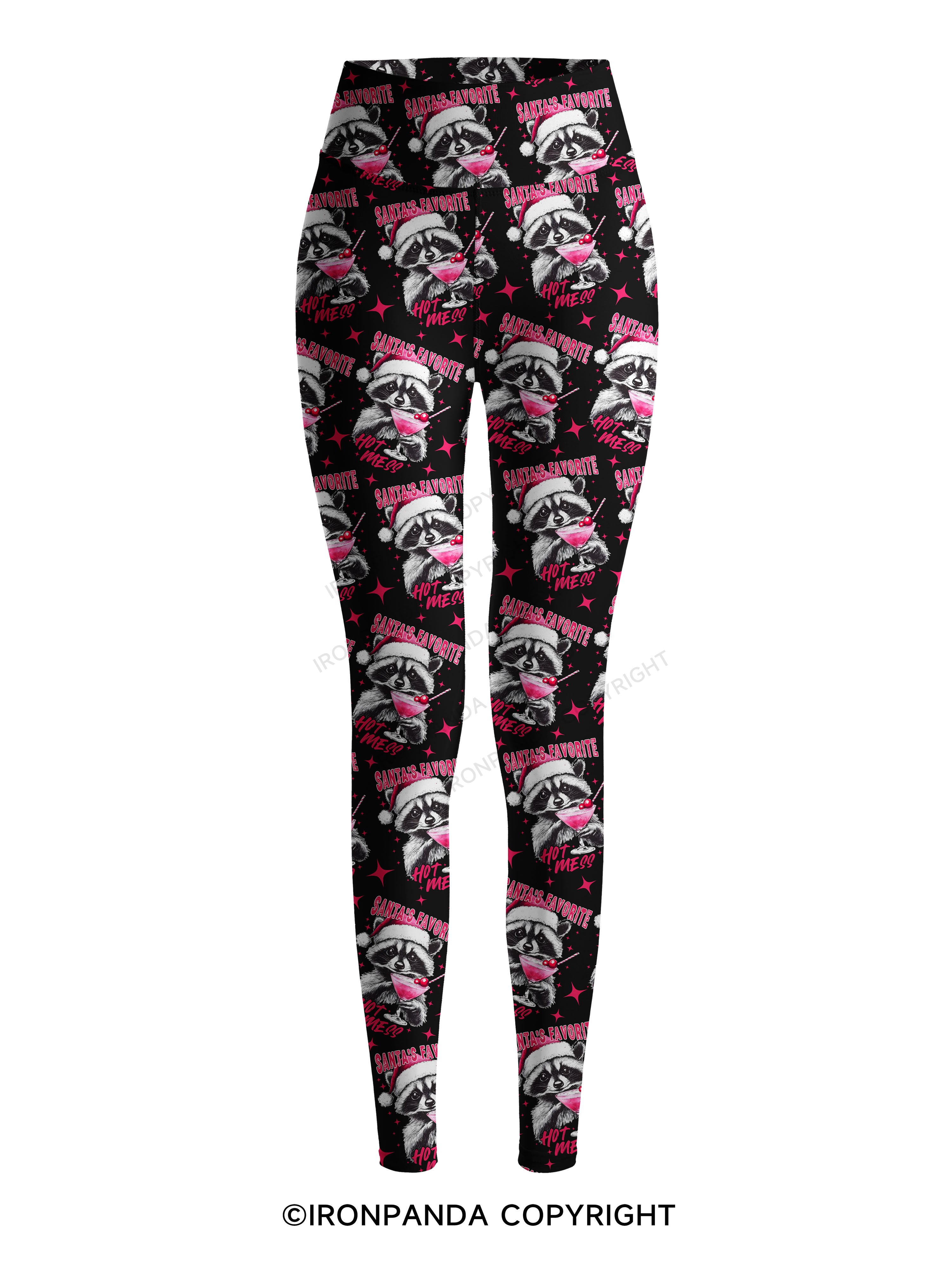 SANTA'S FAVORITE HOT MESS Printed Yoga Pants