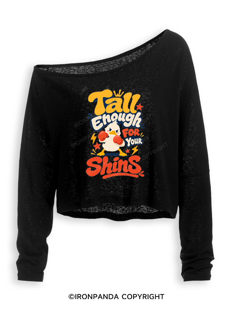 TALL ENOUGH FOR YOUR SHINS DUCK Off Shoulder Long Sleeve Crop Top
