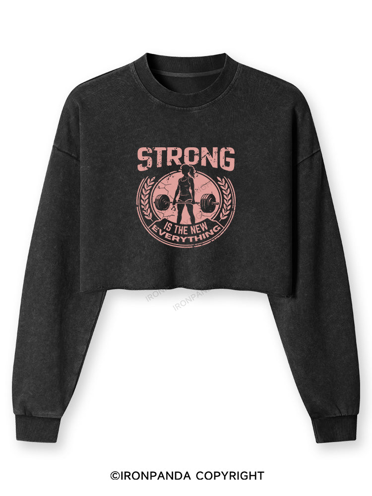 STRONG IS THE NEW EVERYTHING Washed Long-Sleeve Crop Top