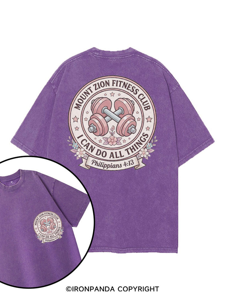 MOUNT ZION FITNESS CLUB I CAN DO ALL THINGS printed Gym Shirt