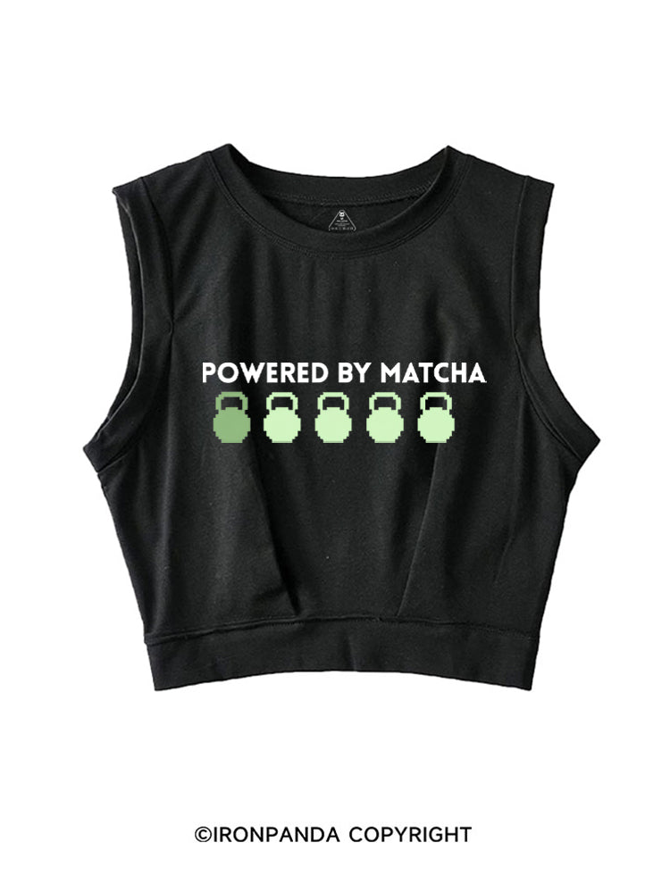 POWERED BY MATCHA GYM LOVER SLEEVELESS CROP TOPS