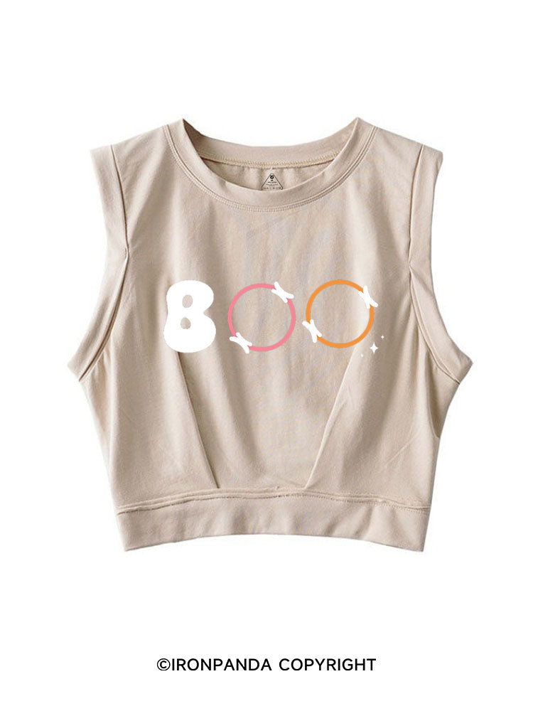 BOO FUNNY PILATES SLEEVELESS CROP TOPS