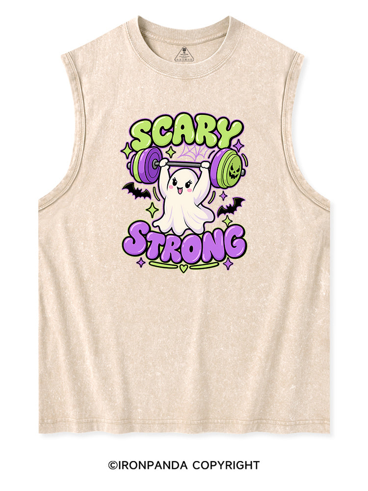SCARY STRONG HALLOWEEN GHOST Washed Tank