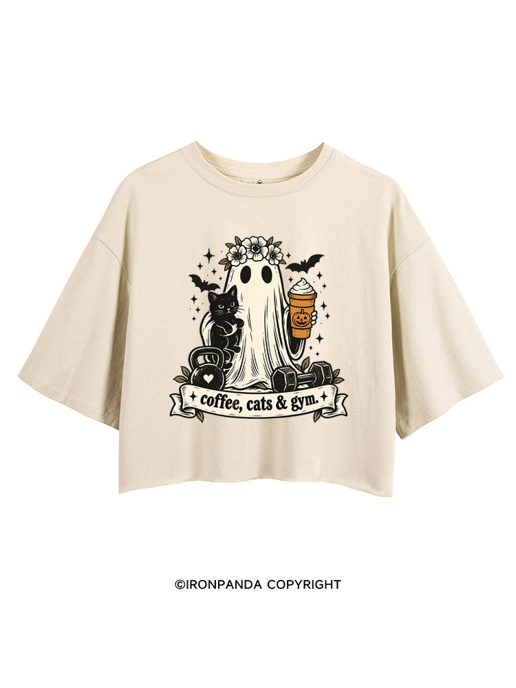 COFFEE, CATS & GYM HAPPY HALLOWEEN CROP TOPS