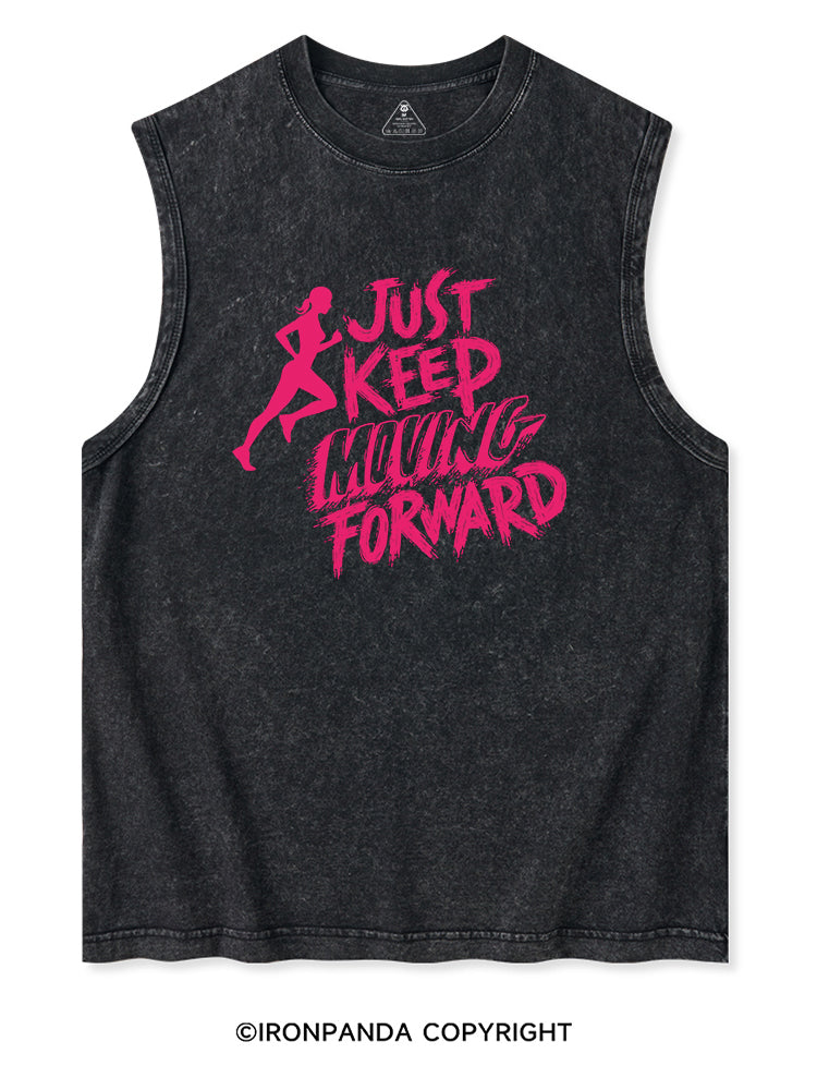 JUST KEEP MOVING FORWARD FITNESS Washed Tank