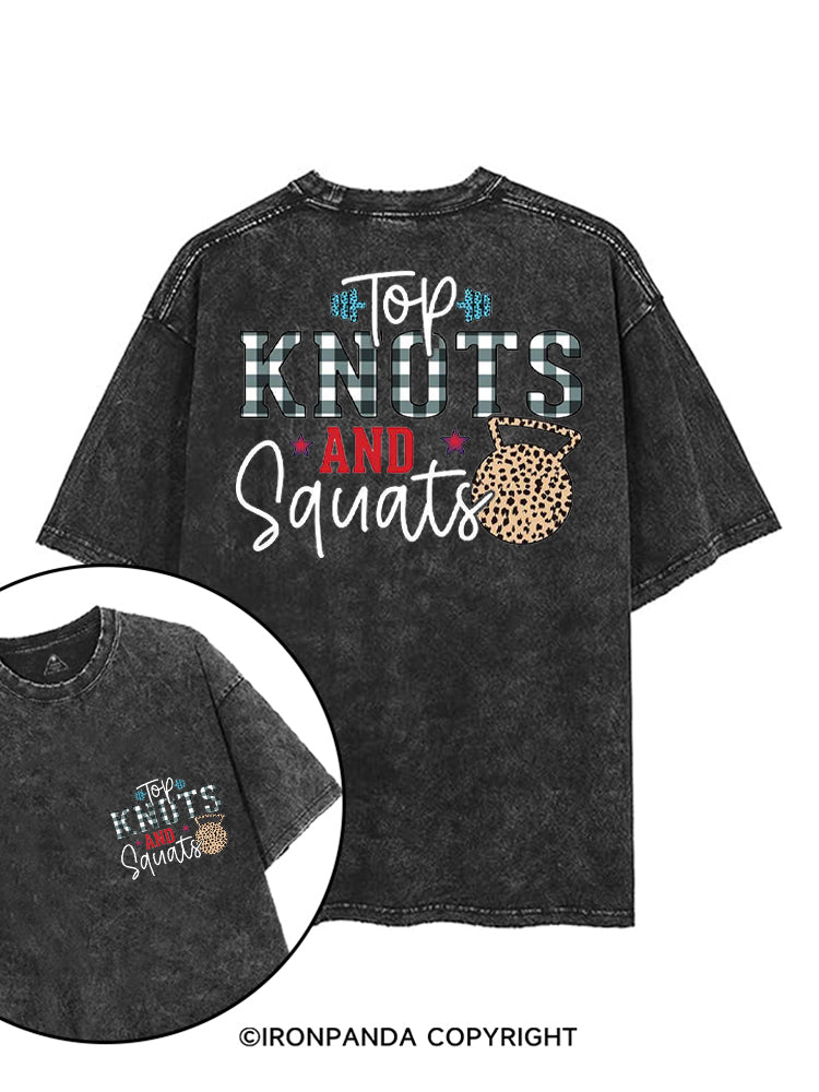 TOP KNOTS AND SQUATS FUNNY GYM printed Gym Shirt