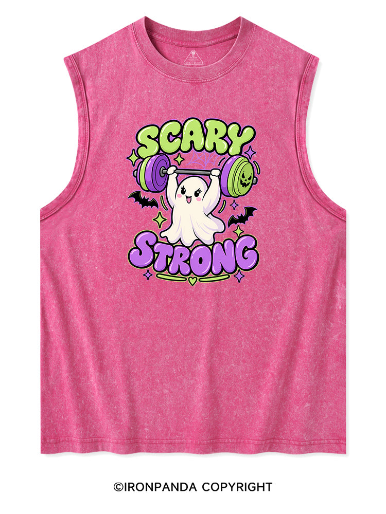 SCARY STRONG HALLOWEEN GHOST Washed Tank