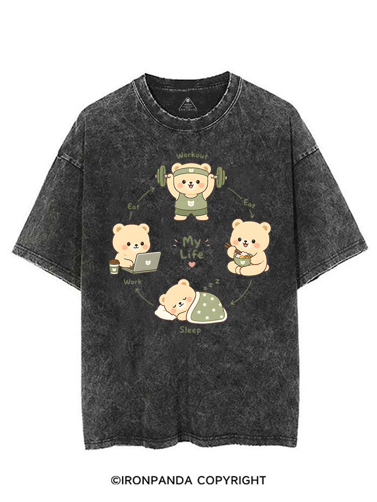 MY LIFE CUTE BEAR GYM VINTAGE GYM SHIRT