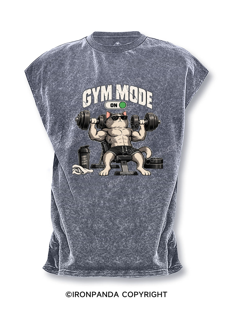 Gym Mode On Workout Cat Cut Off Tank