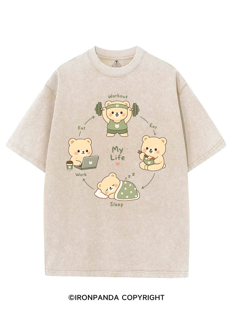 MY LIFE CUTE BEAR GYM VINTAGE GYM SHIRT