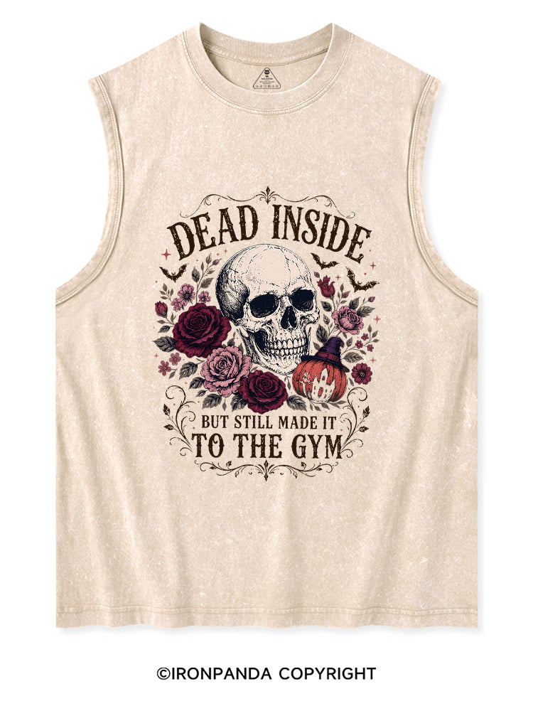 Dead Inside But Still Made It to the Gym Halloween Skeleton Washed Tank