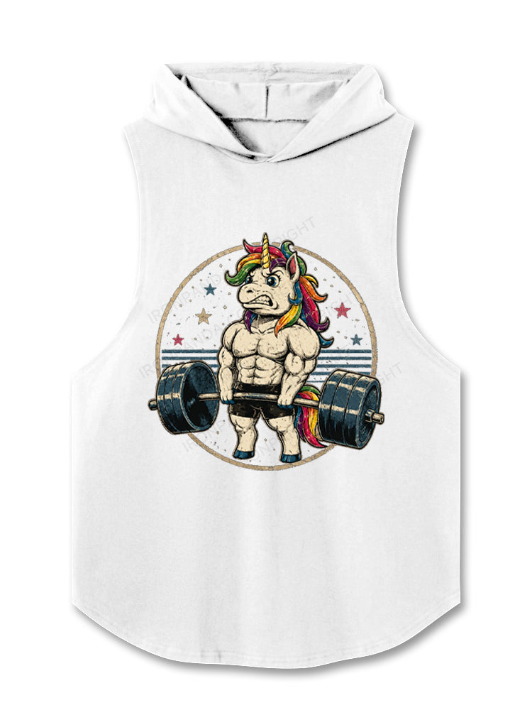 Retro Muscular Unicorn Deadlift Hooded Tank