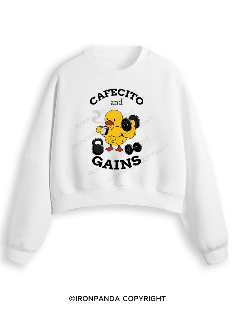 CAFECITO AND GAINS Fleece Crop Sweatshirt
