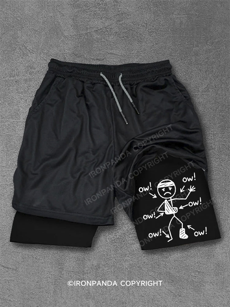 Funny Meme Ow Ow Ow Everything Hurts Performance Training Shorts