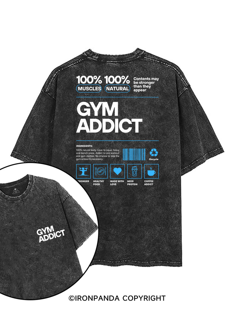 GYM ADDICT 100% MUSCLES 100% NATURAL printed Gym Shirt