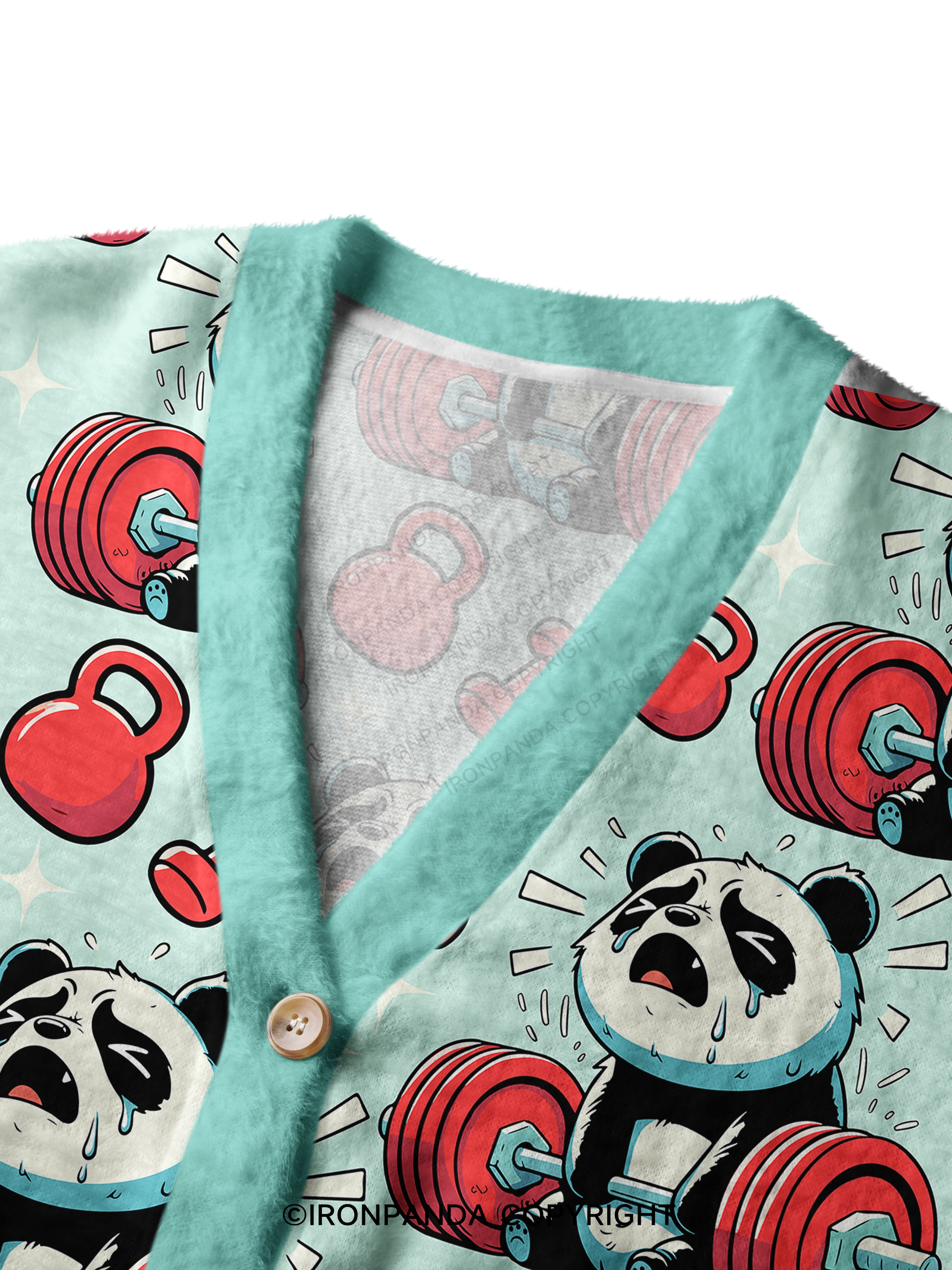 don't fart panda Crop Ugly Cardigan Sweater