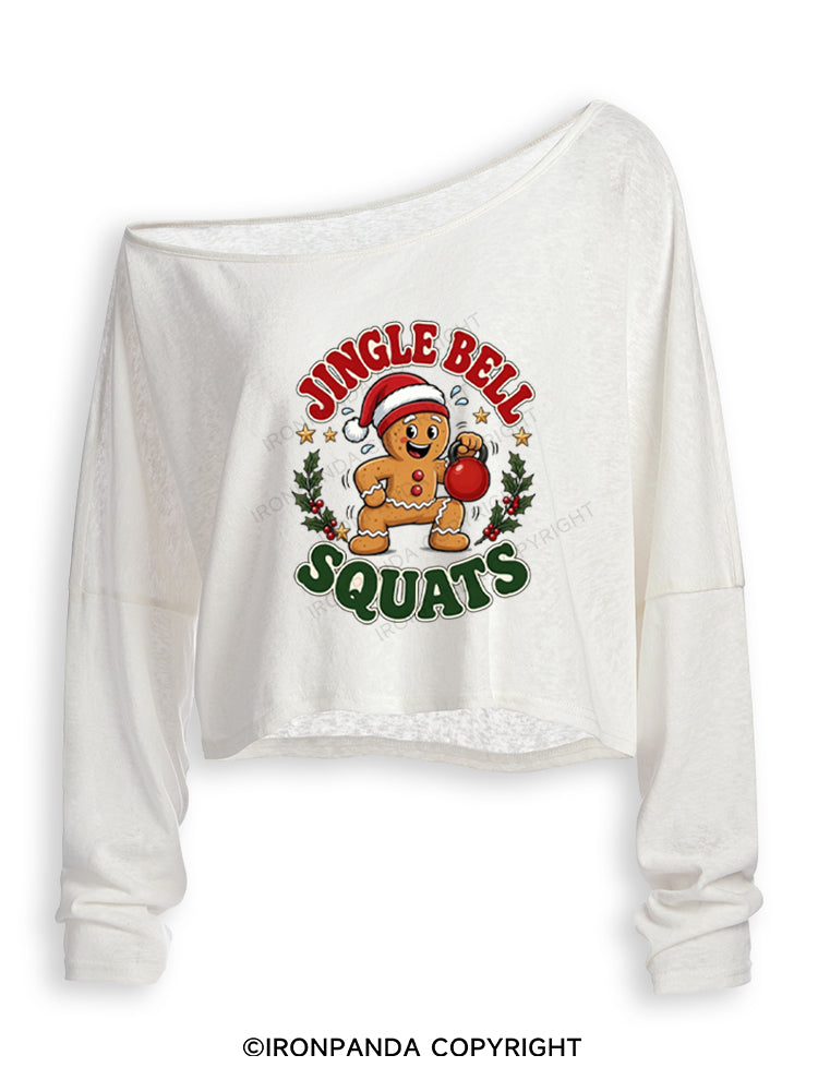 JINGLE BELL SQUATS Off Shoulder Long Sleeve Crop Top